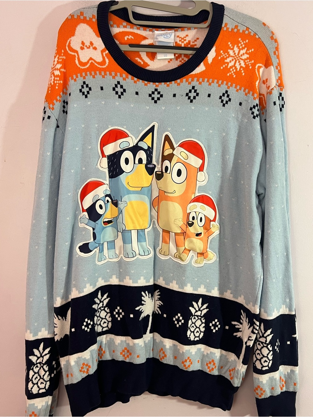 BoxLunch Bluey Christmas Sweater Adult Large Holiday Ugly Xmas Bingo Family